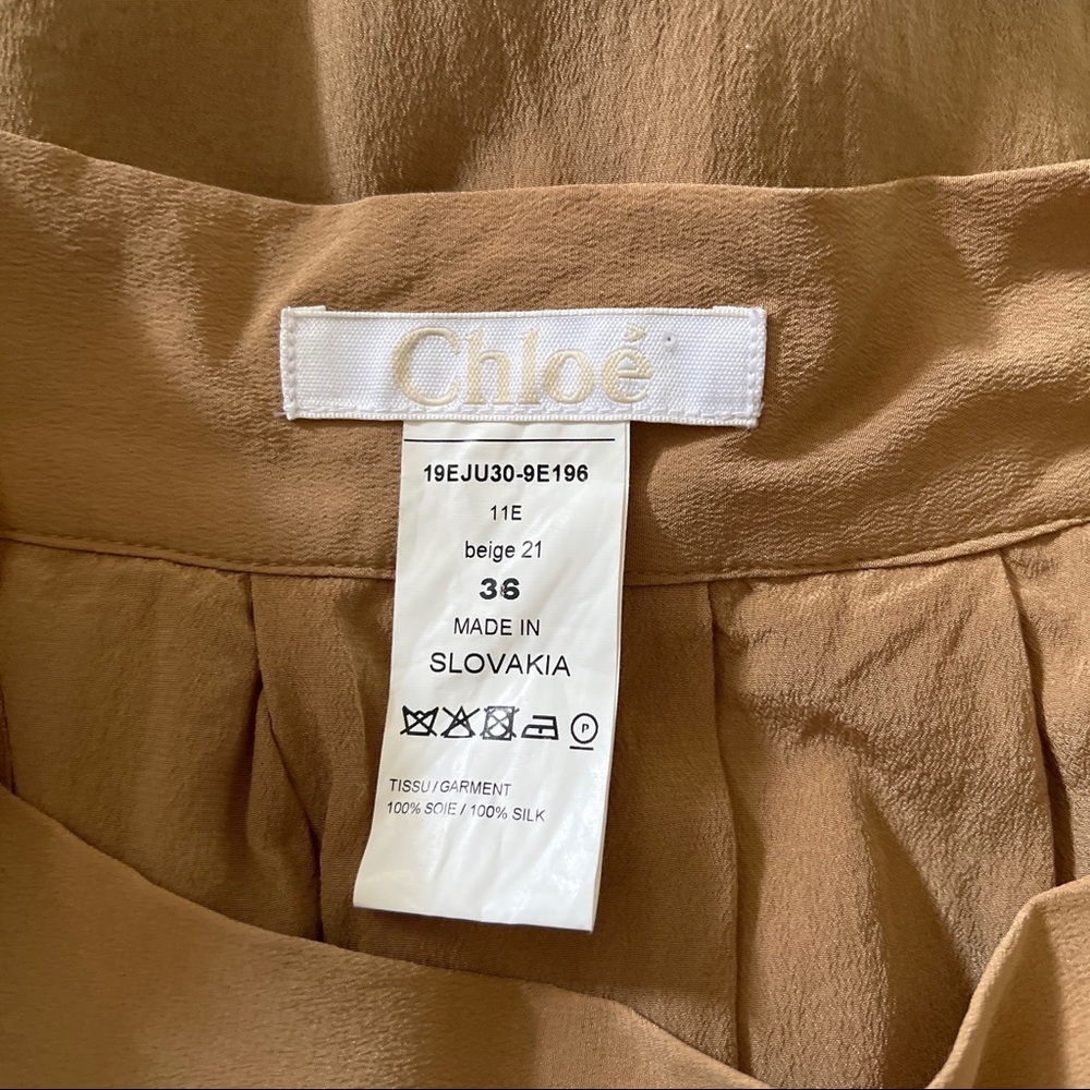 Chloe silk draped skirt. Designer camel coloured skirt xs small 36 - Picture 5 of 7